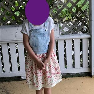 Girls skirt overalls- floral Jordache Lg 10/12